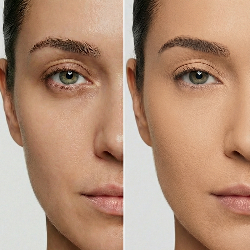 CLOUD TOUCH מייקאפ פודרה גוון CT3 לפני ואחרי