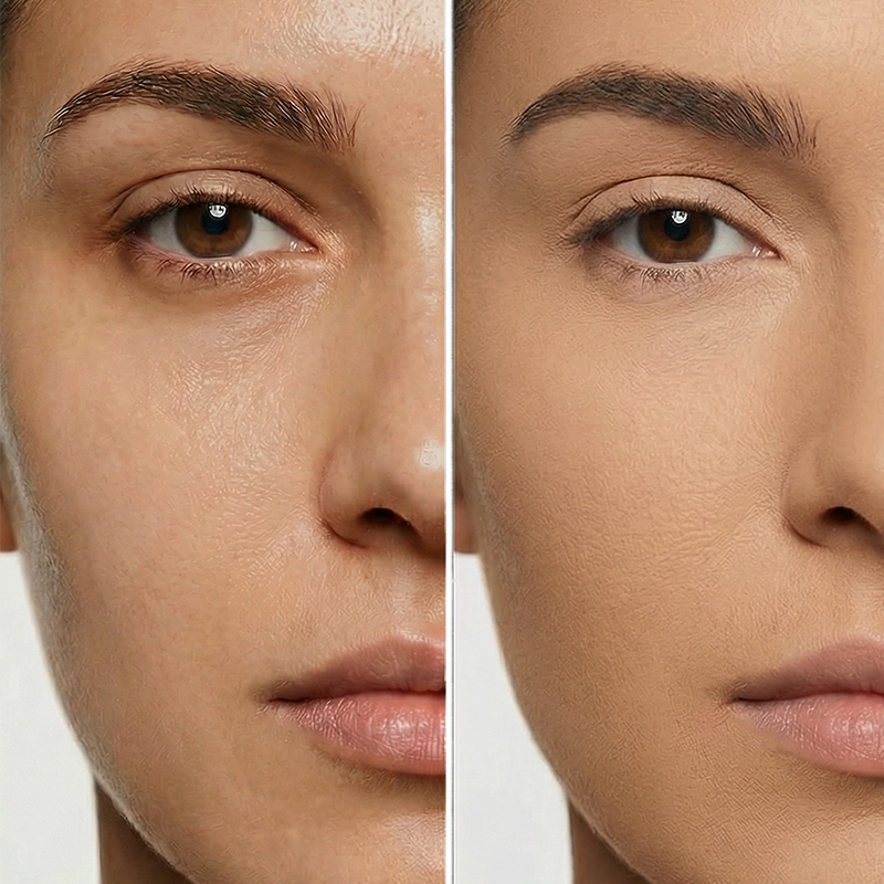 CLOUD TOUCH מייקאפ פודרה גוון CT4 לפני ואחרי